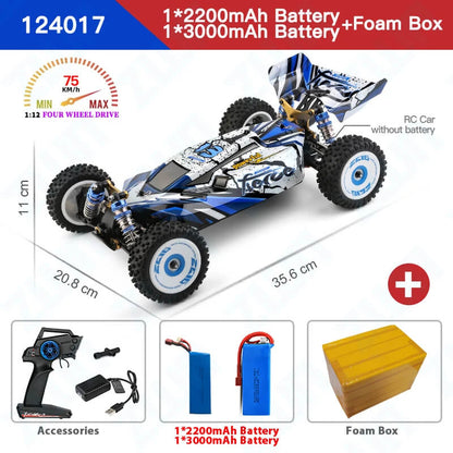 Wltoys 124017 brushless upgraded version 4300KV motor 0.7M 19T RTR 1/12 2.4G 4WD 70km/h remote control car metal chassis model toy