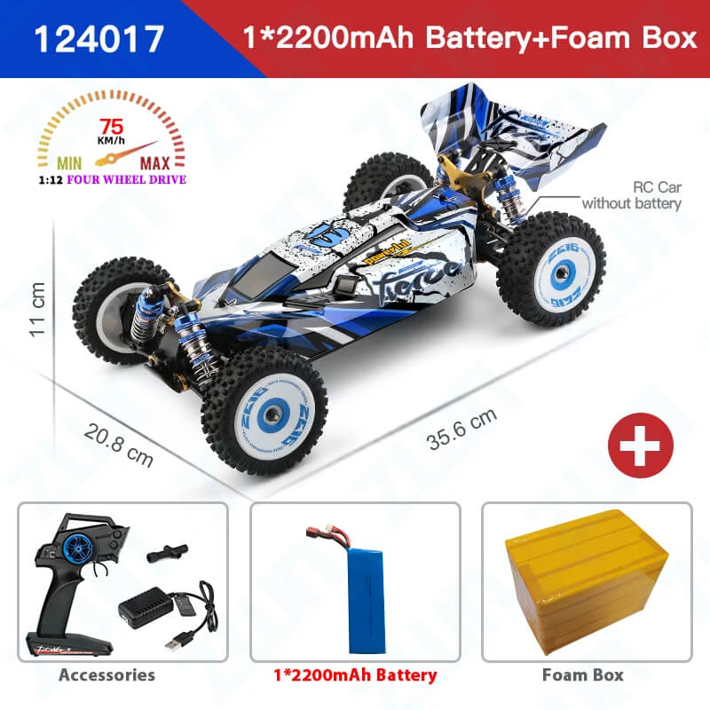 Wltoys 124017 brushless upgraded version 4300KV motor 0.7M 19T RTR 1/12 2.4G 4WD 70km/h remote control car metal chassis model toy