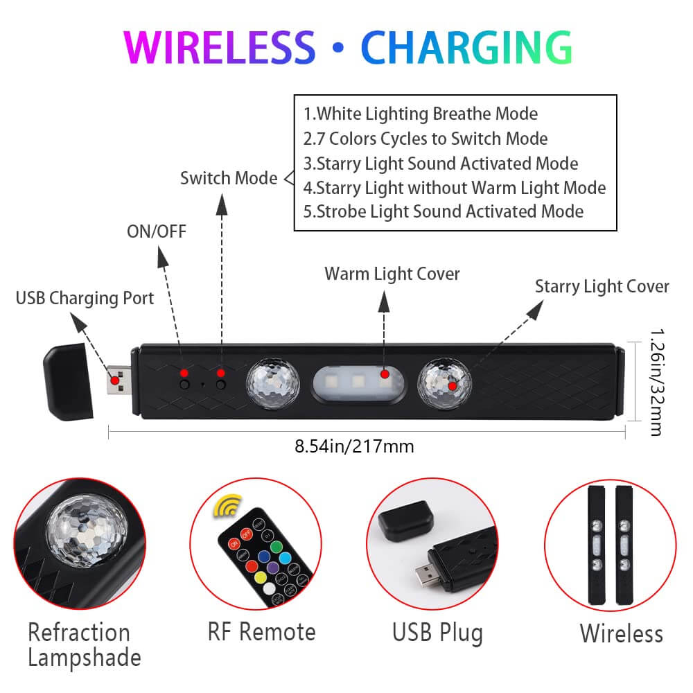 Car Interior LED Lights Music Sync RGB Wireless Control