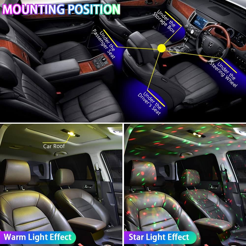 Car Interior LED Lights Music Sync RGB Wireless Control