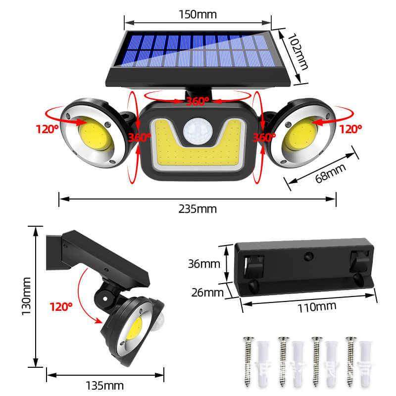 Garage Outdoor LED COB Light with Solar Panel and Motion Sensor