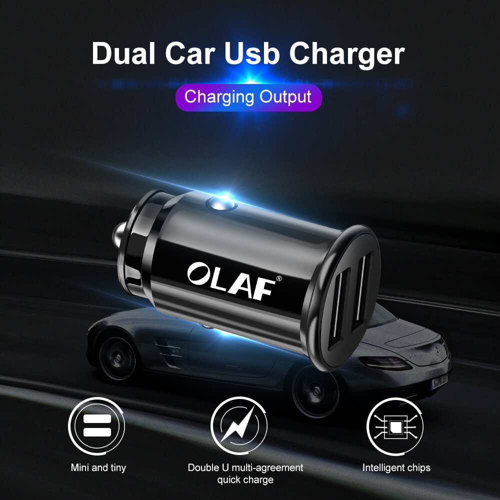 USB Car Charger for Xiaomi mi a2 Fast Charge 2 USB Port 3.4A Car Charger for Samsung a70 S8 Mobile Phone Adapters in Car